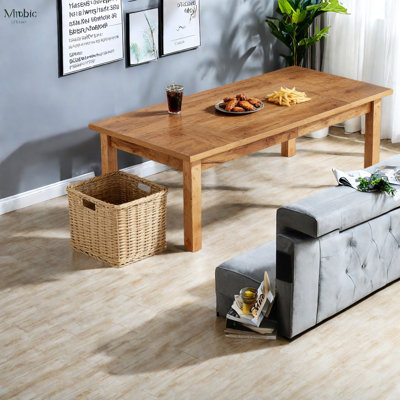 Table de salle à manger spacieuse en noyer, bois d'ingénierie, charme rustique, parfaite pour les réunions de famille