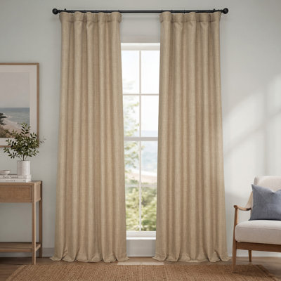 Ottis Faux Linen Room Darkening Curtain Panel