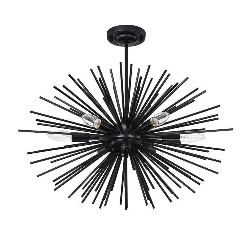 Addre 6 - Light 24.4" Black Sputnik Sphere Chandelier