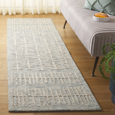 Tapis bleu clair / ivoire / bleu en laine / coton touffeté à la main Victoriarose