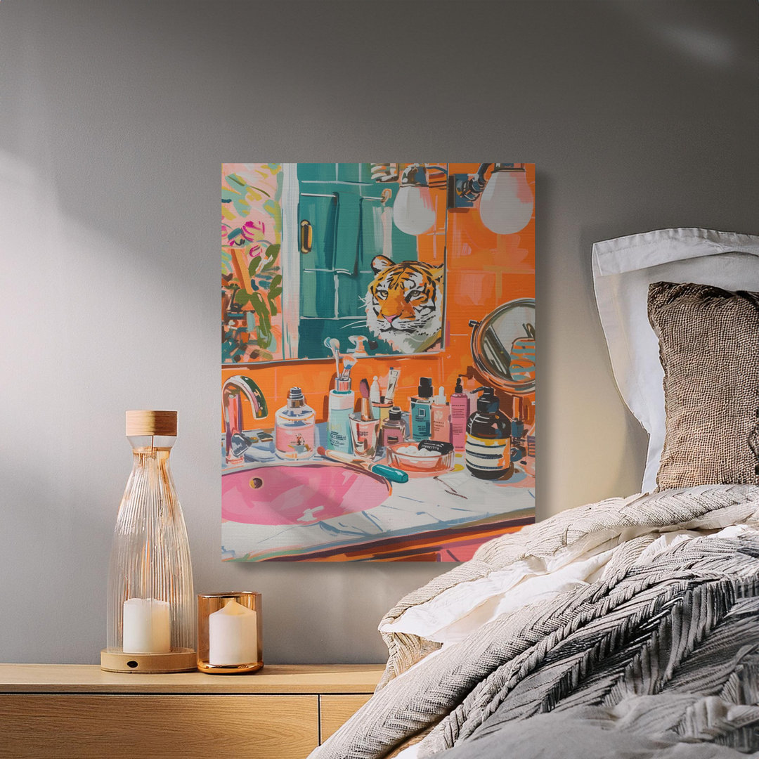Maximalist Tiger Bathroom Vibrant Canvas