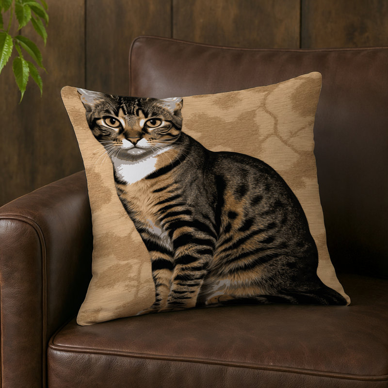 Coussin intérieur et extérieur Cats, Carré 20 po, Shorthair brésilien beige