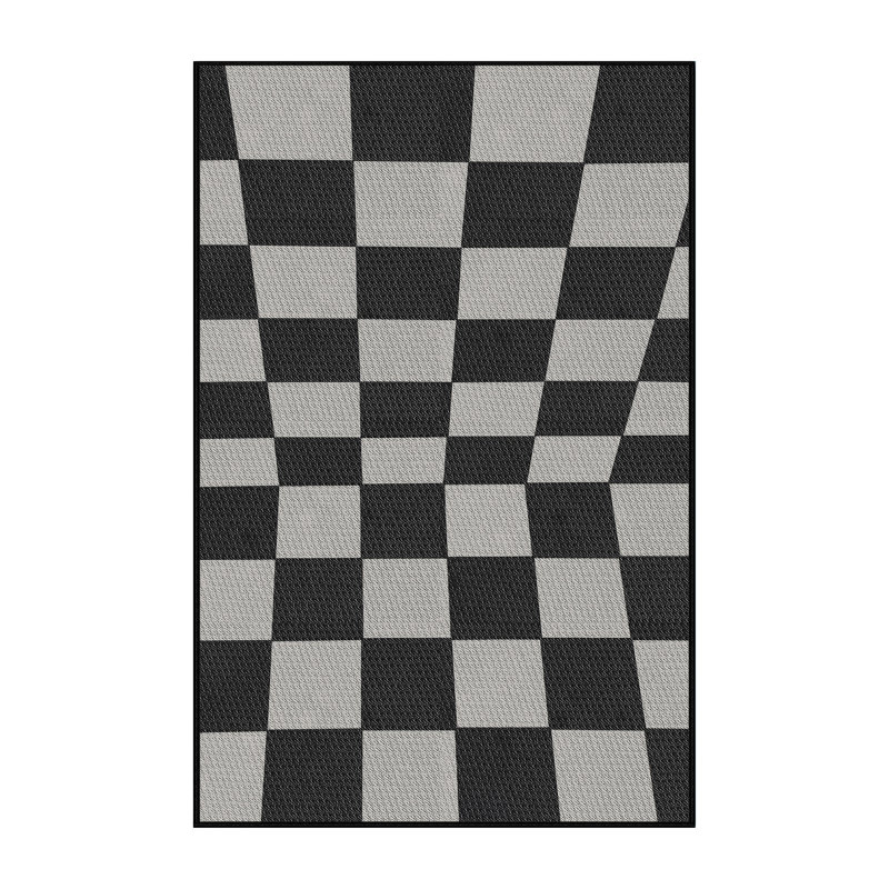 Tapis noir/gris à motifs, Rectangle 5 pi x 7 pi