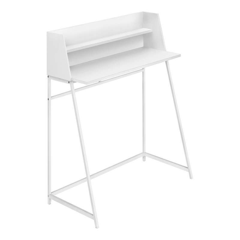 Bureau d'ordinateur, bureau personnel, ordinateur portable, tablettes de rangement, L 48 po, travail, stratifié, métal, Blanc