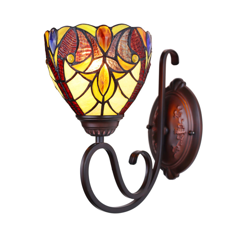Applique murale 1 lumière Tiffany-Syle en bronze foncé de 6 po de large Bloomsbury Market Schwamm