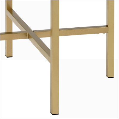 Gold Round Tray Coffee Table with Oak Look - Durable Metal Base for Living/Bedroom