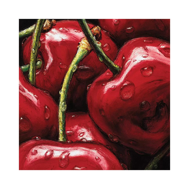 Cherries by AlmaCh - Wrapped Canvas Painting, 93.98 cm H x 93.98 cm W x 3.175 cm D