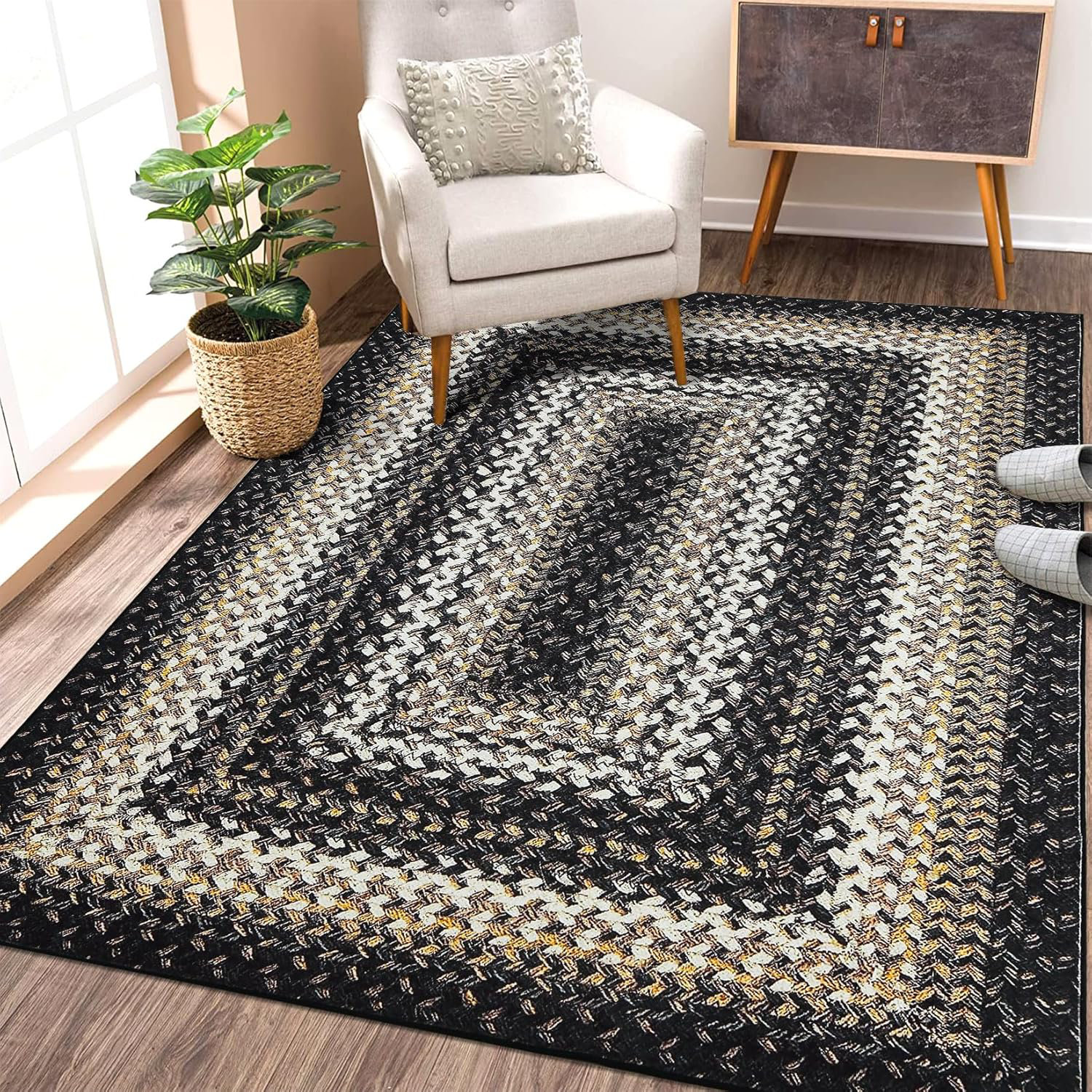 Natural Rugs Small Winston Porter Boho Area Rug Small Throw Rugs 2x3 Braided Print Door ...