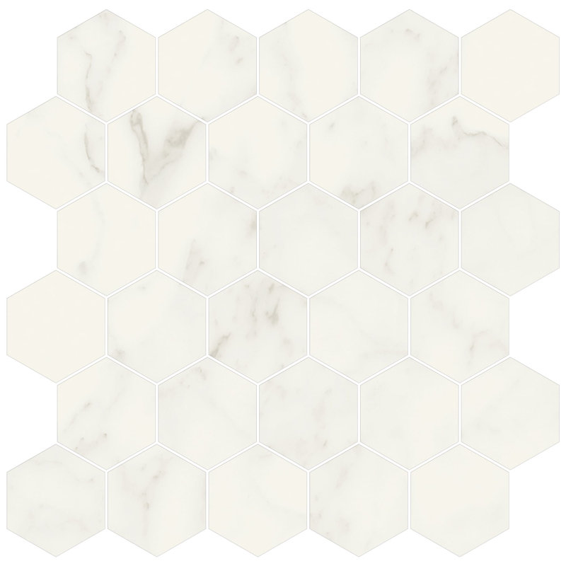 Carrelage mosaïque hexagonal en porcelaine mate blanche JAG de 2 po JEM (feuille de 12 po x 12 po)