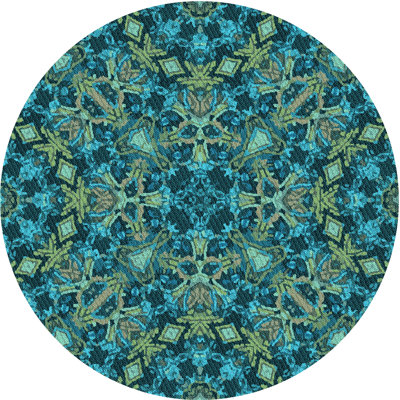 Tapis bleu en laine damassé