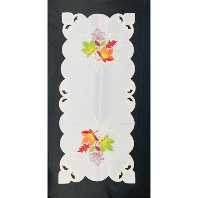 (16x36") Emb Runner-White/Leaves