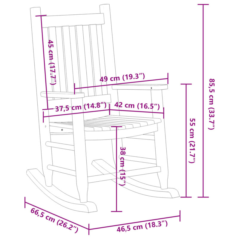 Buie Solid Wood Rocking Chair, White