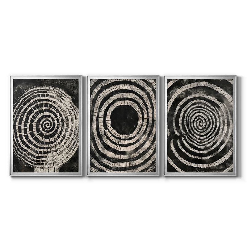 ABSTRACT Series CXCVI - Toile tendue avec châssis sur mesure - 3 pièces, Argent argent, H 21 po x l 30 po
