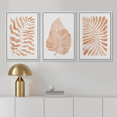 «Orange Tropical Palm Leaves», botanique abstraite, encadrée, 3 pièces, impression sur toile