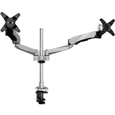 Mount-It! Full Motion Dual Monitor Desk Mount with Gas Spring Arms for monitors up to 32", Silver