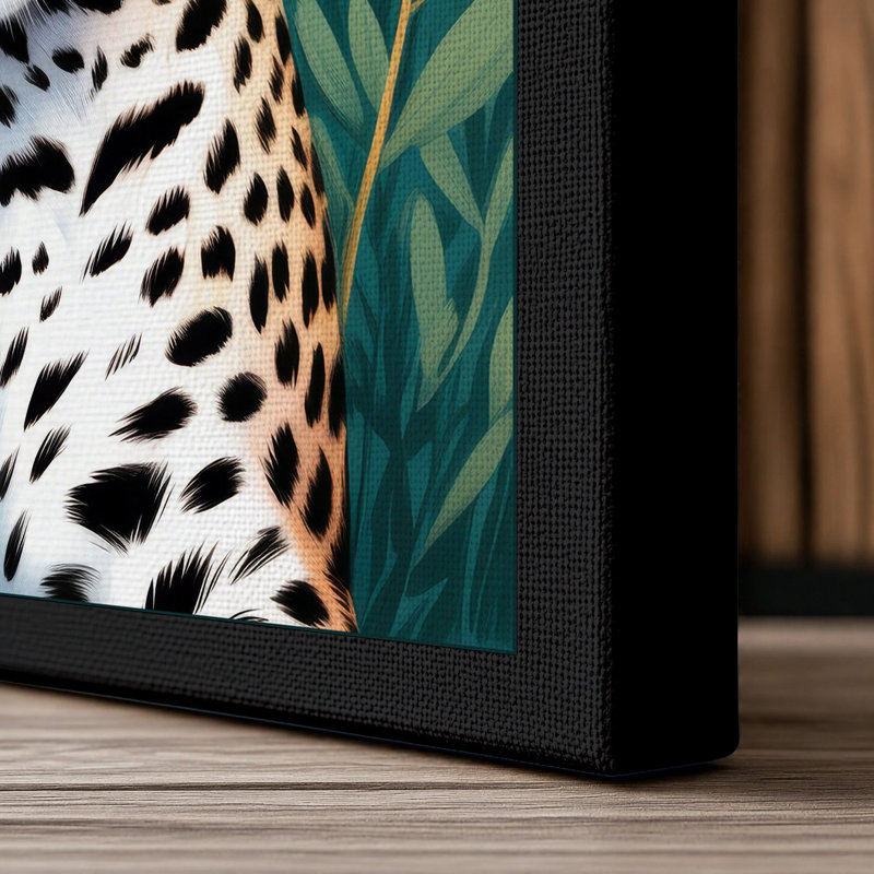 Leopard Portrait Modern - Wrapped Canvas, 24x16 - 61.0 x 40.6 cm, Black Border