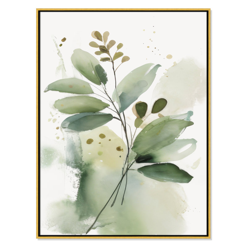 «Greenery Serenade I» par Irena Orlov, Toile avec cadre, 31.5'' W x 41.5'' H, Flotteur doré
