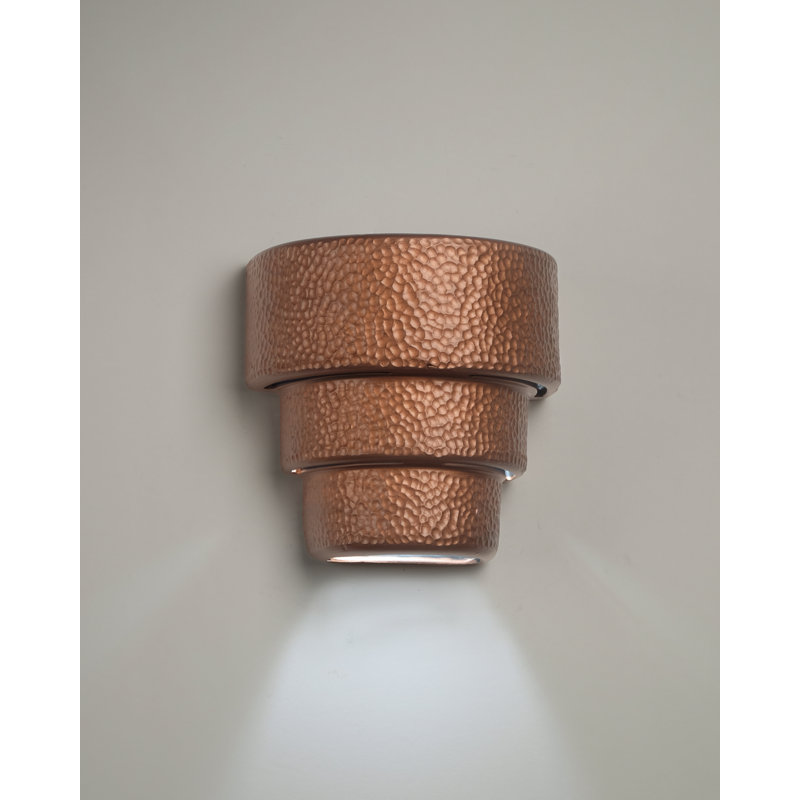 Ampoule murale d'extérieur en céramique à bande haute de 10 po Cammi, ampoule DEL incluse, Cuivre huilé