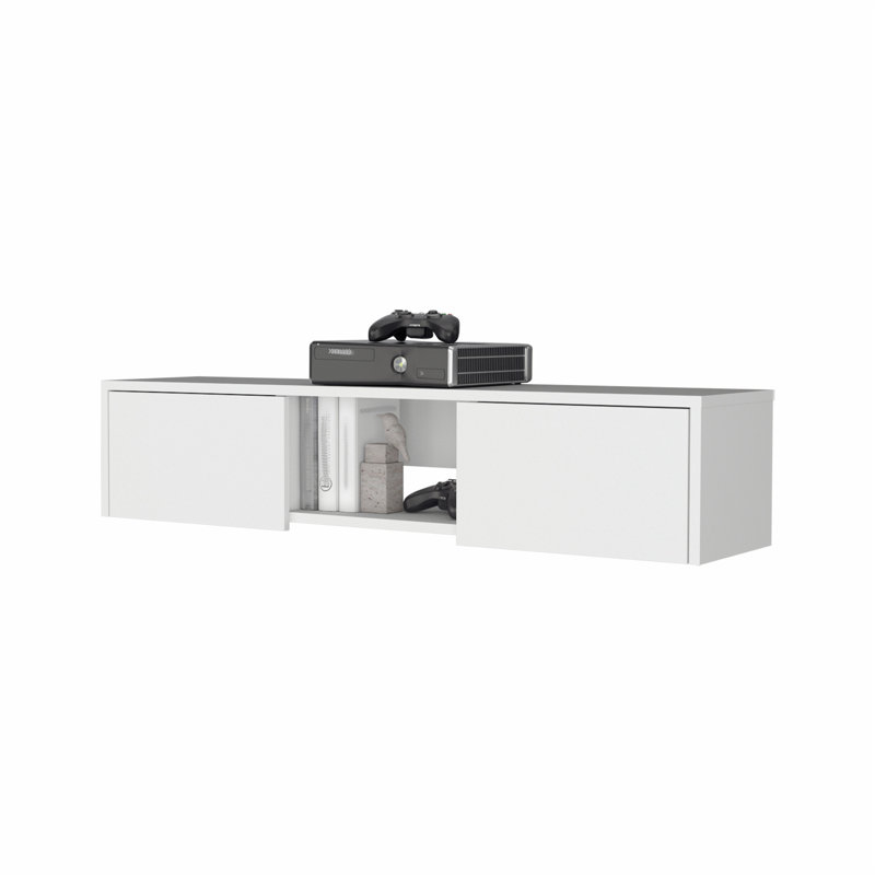 Versatile Floating TV Stand with Hidden Storage and Open Shelf