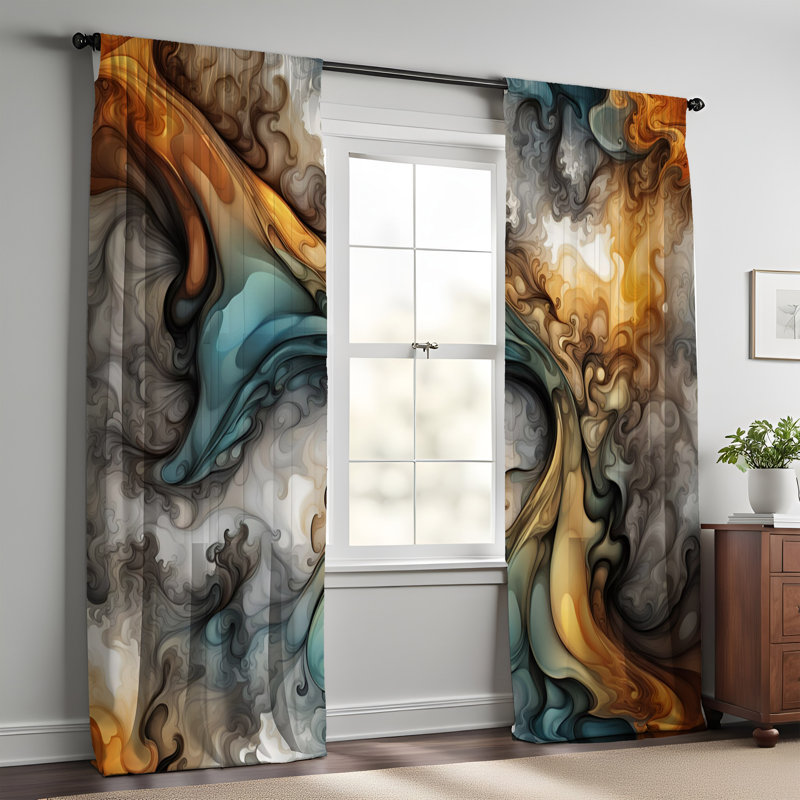 Paire de rideaux semi-transparents en polyester Ellidh, L 56 po x L 78 po