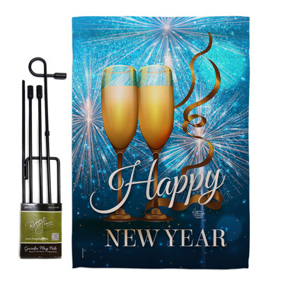 Double Sided 18.5'' H x 13'' W Polyester New Year's Flag Set