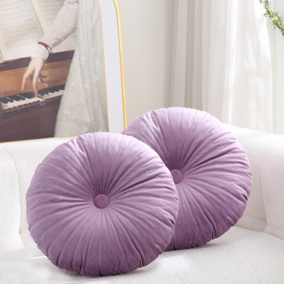  Velvet Round Throw Pillow for Sofa Decor 18-Inch (Set of 2)