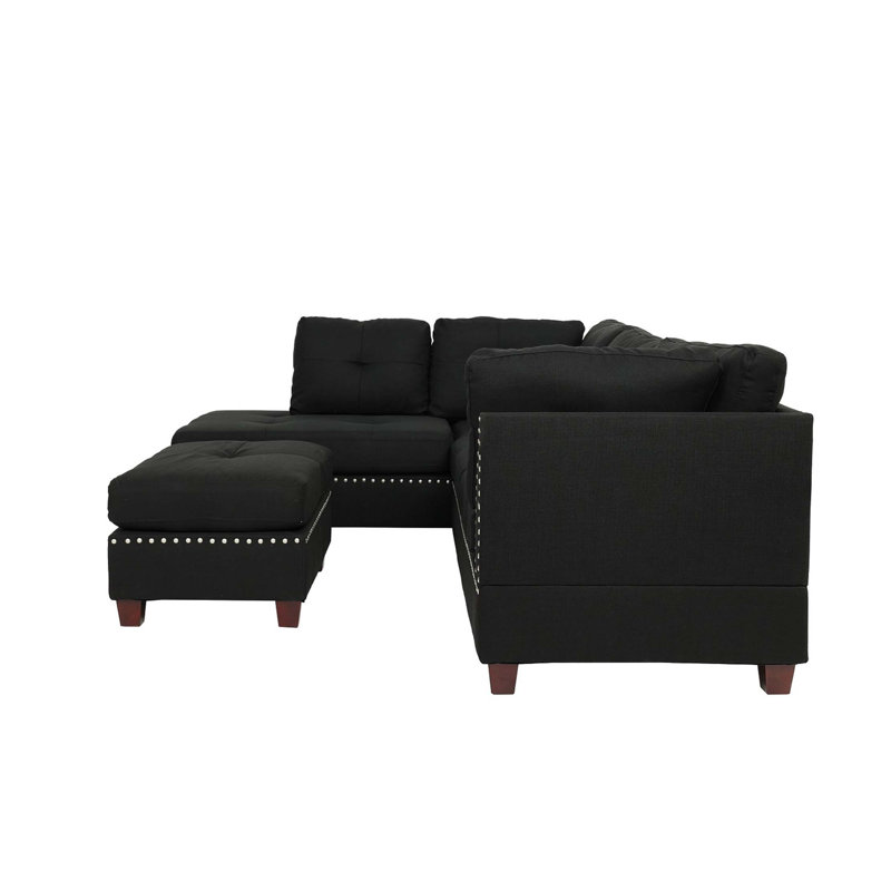 Canapé modulaire réversible en polyfibre avec repose-pieds