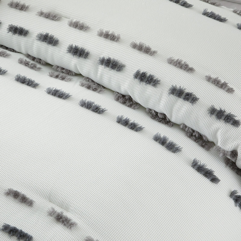 Crocus White/Gray Polyester 7 Piece Comforter Set, California King Comforter + 6 Additional Pieces