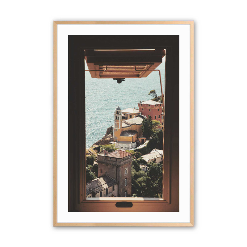 Fenêtre sur la mer, Érable brut encadré, H 17 po x l 13 po x P 1,25 po