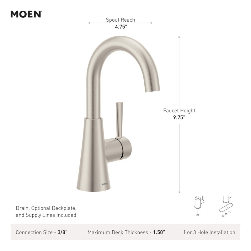 Robinet de lavabo de salle de bain un trou à une poignée Ronan avec plaque optionnelle et bonde à ressort, Doré bronze