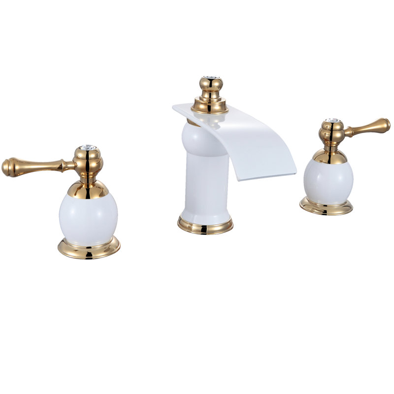 Angelo Widespread 2-handle Bathroom Faucet, White/Gold