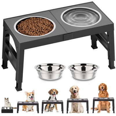 Bol surélevé pour aliments pour chiens, ensemble de supports pour bols surélevés, support pour bol pour animaux de compagnie avec 2 bols en acier inoxydable, mangeoire pour animaux de compagnie réglable à 4 hauteurs 9/11/12/14 po, offre limitée dans le temps! Il n'en reste que 10 au prix le plus bas - premier arrivé, premier servi.