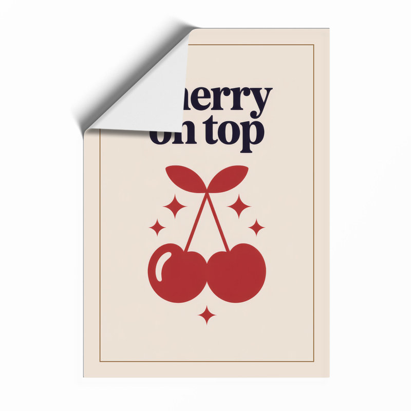 Cherry on Top Retro - Framed Print, Unframed, A4 - 29.7 x 21.0 cm