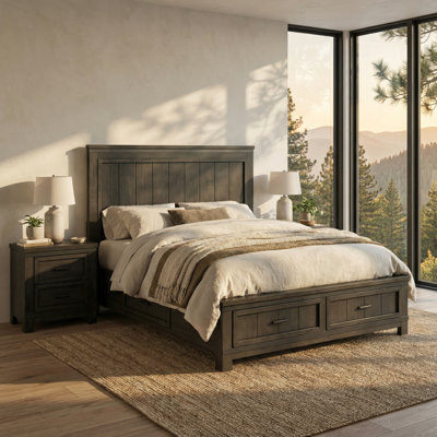 Lexee Queen Two Sided Storage Bed & Two Nightstands Bedroom Set