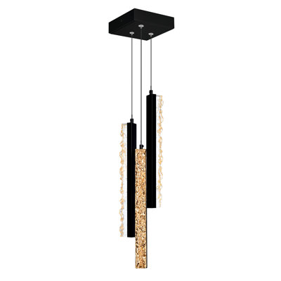 Mini-luminaire suspendu moderne à DEL de 6 po avec petit luminaire suspendu en verre texturé fait à la main pour îlot de cuisine, comptoir de bar, salle à manger et salon