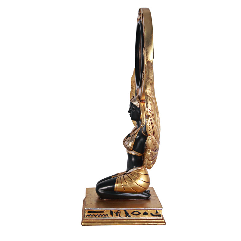 Grand-Scale Egyptian Goddess Isis Gold and Black Tabletop Clock