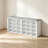 Shoe Storage Bench with Cushion, Entryway Storage Bench with 24 Cubbies, 9.5" Widened Organizer Cabinet, Long Cubby Rack for Living Room, Bedroom, Entryway, White-796387205-795311865