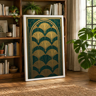 Gilded Fans Art Deco - Wrapped Canvas