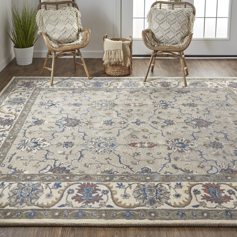 Craman Performance Hand Tufted Wool Floral Indoor Rug, Rectangle 2' x 3'