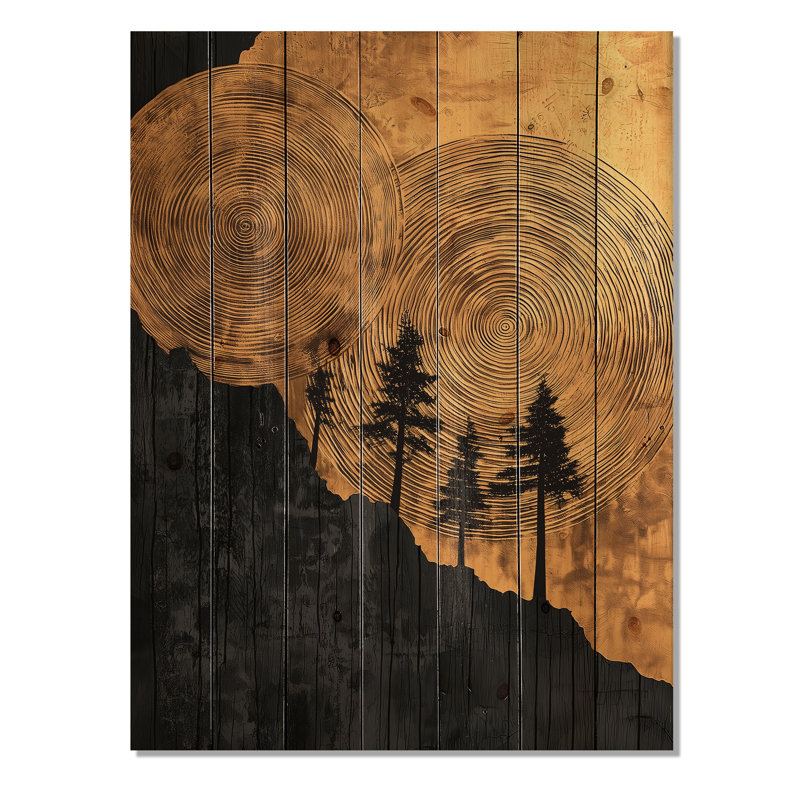 Mysteries Of A Dark Onyx Wood Slice III - Forest Wood Print - On Natural Pine Wood, 40" H x 30" W x 0.78" D