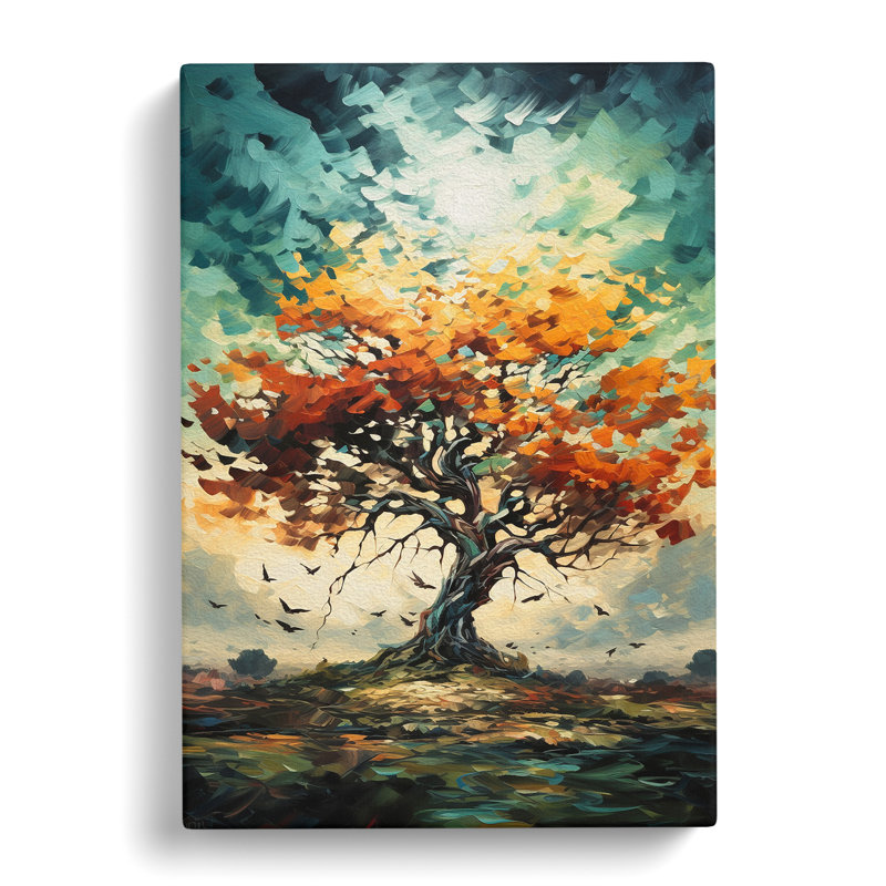 Oak Tree Action Painting No.3 - Wrapped Canvas Print, 60cm H x 40cm W x 3cm D