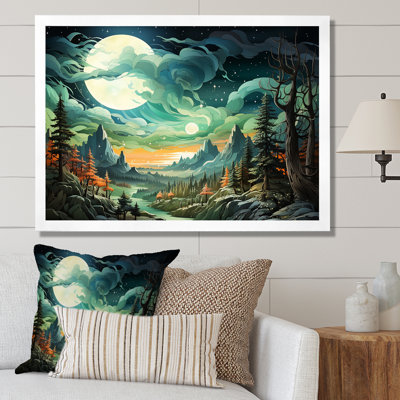 Montagne majestueuse, nuage, forêt I - forêt et rivière, art mural