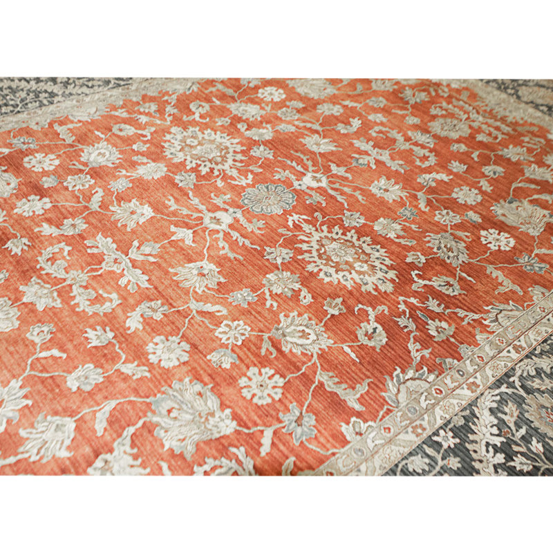Tapis rouille et noir noué à la main de haute qualité