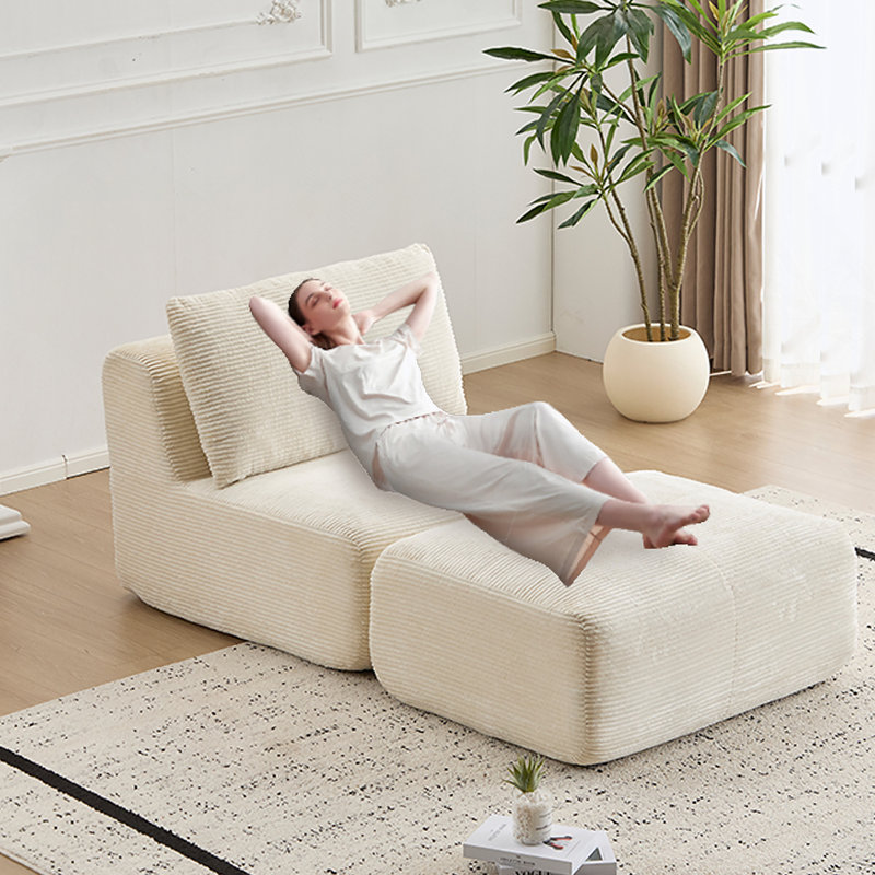 Canapé modulaire en mousse à mémoire de forme moderne modulaire Cloud avec repose-pieds mobile sans assemblage, beige, Beige