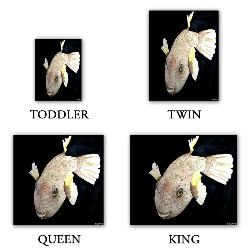 Ensemble de housse de couette poisson à vie en mer profonde, 1 housse simple + 1 taie standard