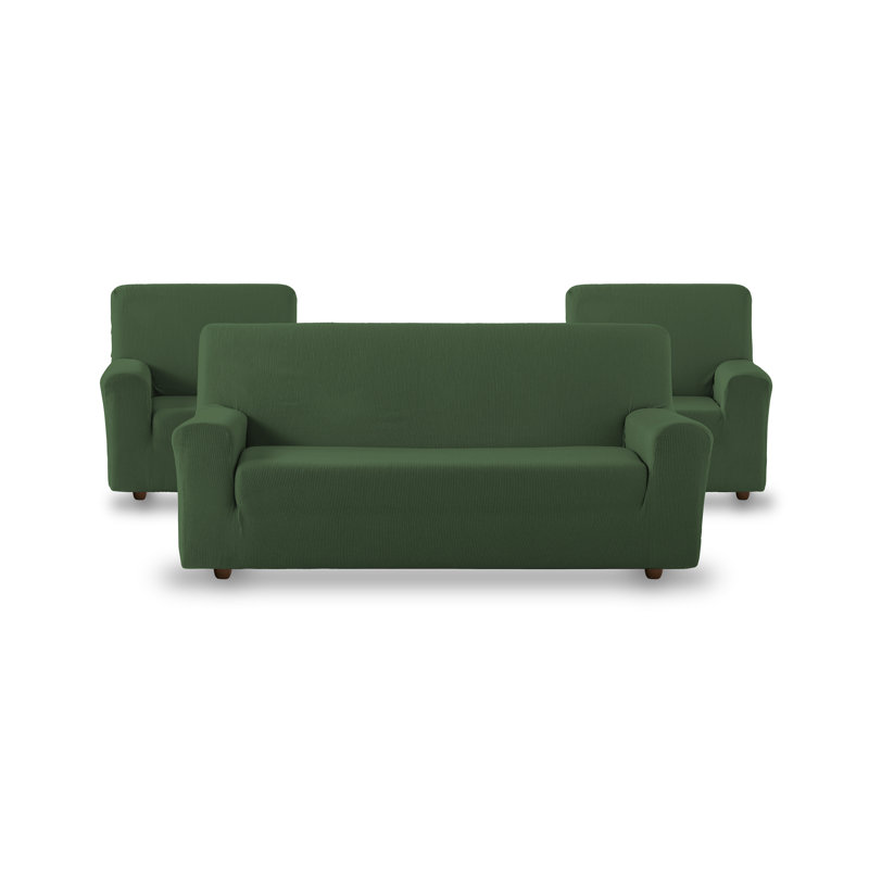 Rustica Sofa Slipcover, Set 3+1+1 Seats, Green