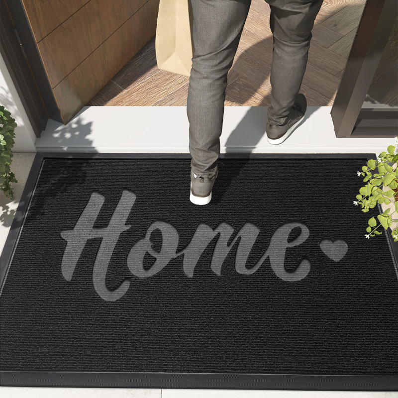 Wolrad Personalizable Non-Slip Doormat, Gray, 35.43" W x 59.06" L