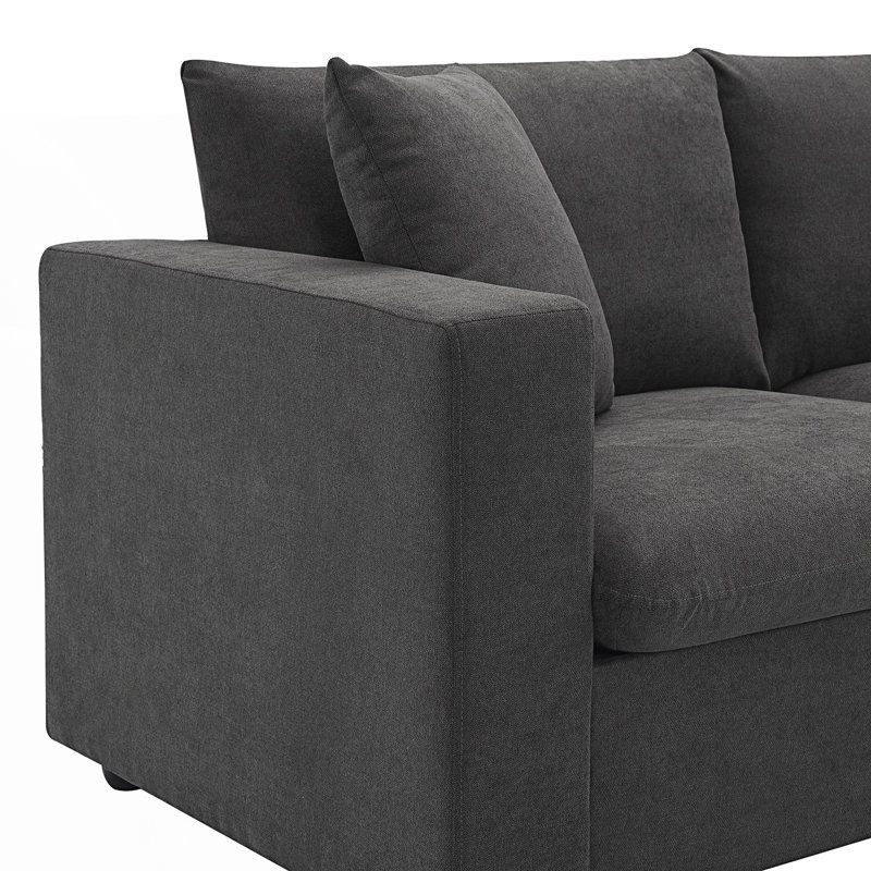 Canapé modulaire moderne, ensemble de canapé en L avec 2 coussins gratuits, ensemble de canapé 4 places avec repose-pieds convertible, canapé confortable