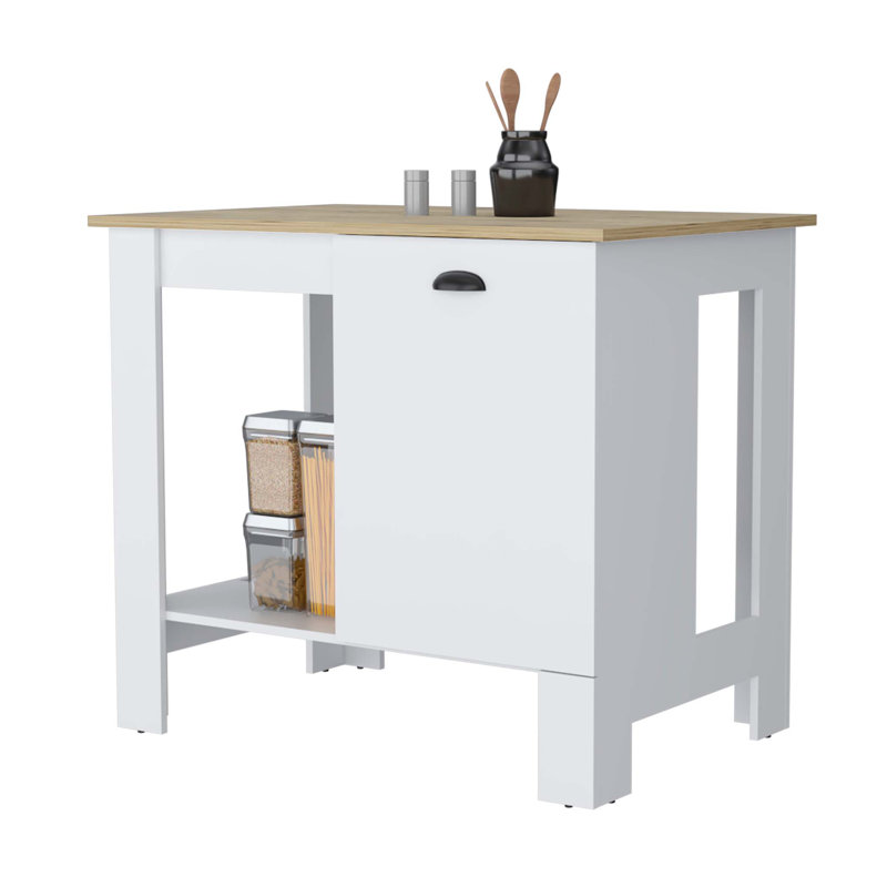 Îlot de cuisine avec porte simple et tablette inférieure ouverte Lander