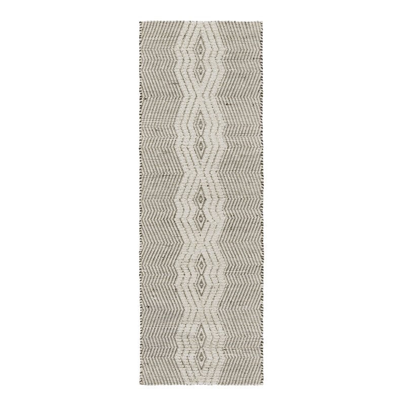 Fowey Geometric Wool Hand Woven Area Rug, Runner 80 x 244cm